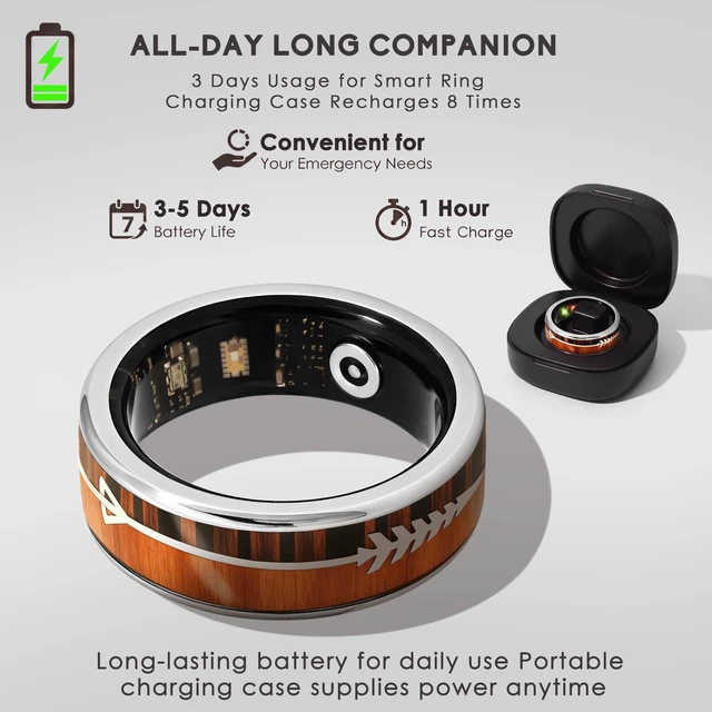 Alt view image 7 of 7 - Smart RingFitness&Health Tracker,Heart Rate,SpO2,Sleep,No Sub | IP68 Remote Camera, Stress Monitor, Activity Tracker, Health Ring, iOS & Android, Gift for Women & Men Size 9
