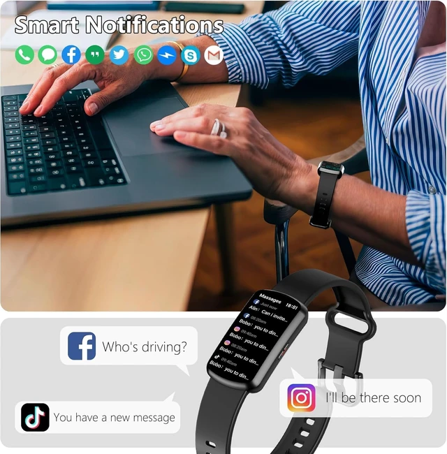 Alt view image 6 of 6 - JYUAJOI Health Fitness Tracker, Smart Watch with 24/7 Heart Rate, Activity Tracker with Blood Pressure and Blood Oxygen Monitor, 120 Sport Mode Waterproof Sleep Tracker for Women Men