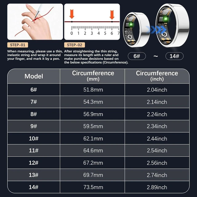 Alt view image 2 of 7 - Smart Health Ring for Women Men, Fitness Tracker Ring with Heart Rate, Blood Oxygen, Sleep Tracker, Step Tracker, No Subscription Fee, IP68 Waterproof Smart Ring for iphone & Android (Silver, 10#)