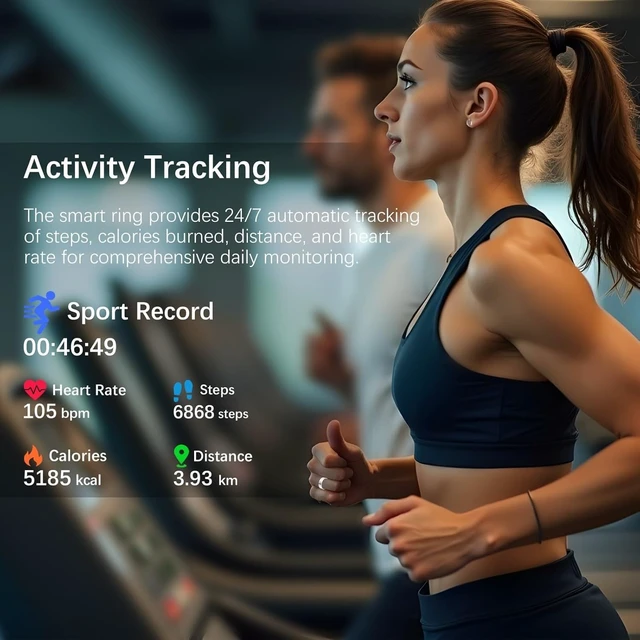 Alt view image 4 of 7 - Smart Health Ring for Women Men, Fitness Tracker Ring with Heart Rate, Blood Oxygen, Sleep Tracker, Step Tracker, No Subscription Fee, IP68 Waterproof Smart Ring for iphone & Android (Silver, 10#)