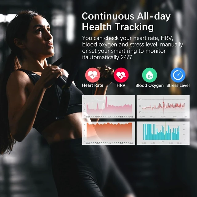 Alt view image 5 of 7 - Smart Health Ring for Women Men, Fitness Tracker Ring with Heart Rate, Blood Oxygen, Sleep Tracker, Step Tracker, No Subscription Fee, IP68 Waterproof Smart Ring for iphone & Android (Silver, 10#)