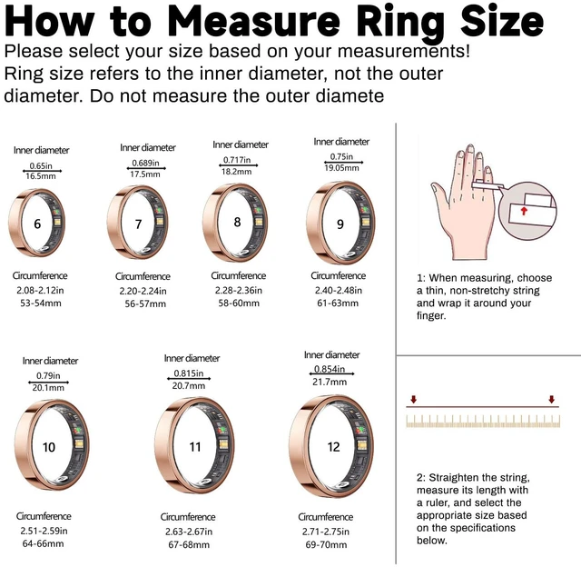 Alt view image 2 of 7 - Smart Ring for Women & Men, AI Health Analysis, Thin Fitness Tracker Ring, Health Ring with Heart Rate, SpO2, HRV, Stress, Sleep, Cycle and Activity Tracking, 6.42mm Design,No App Fees(Rose Gold,12#)
