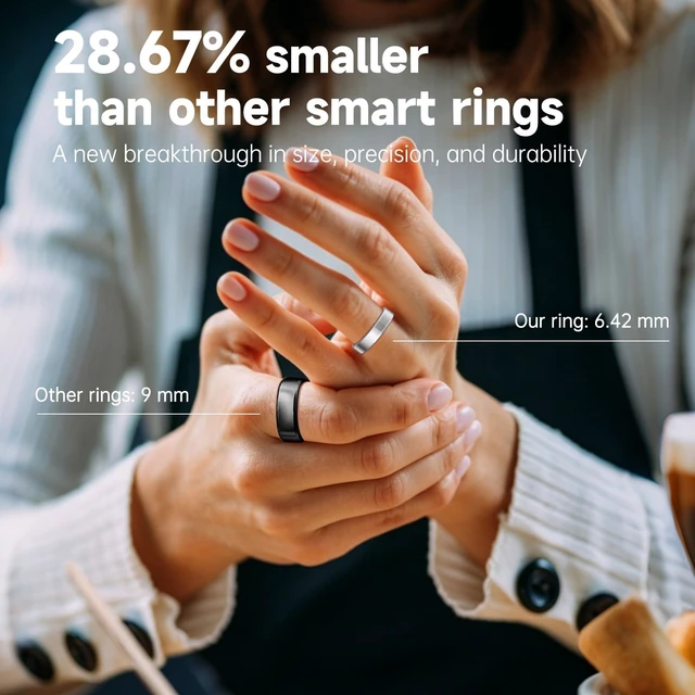 Alt view image 3 of 7 - Smart Ring for Women & Men, AI Health Analysis, Thin Fitness Tracker Ring, Health Ring with Heart Rate, SpO2, HRV, Stress, Sleep, Cycle and Activity Tracking, 6.42mm Design,No App Fees(Rose Gold,12#)