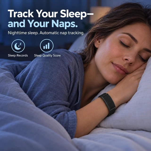 Alt view image 3 of 5 - Screenless Fitness Tracker Smart Bracelet, 24/7 Heart Rate,Black | No Screen Design
