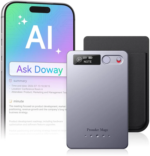 Main image of AI Voice Recorder (2026 Upgraded), Magnetic Mini Digital Audio Recorder & Player, AI Transcription & Summaries, 118 Languages, APP Control, 64GB Storage for Lectures, Meetings, Calls(Slate Purple)