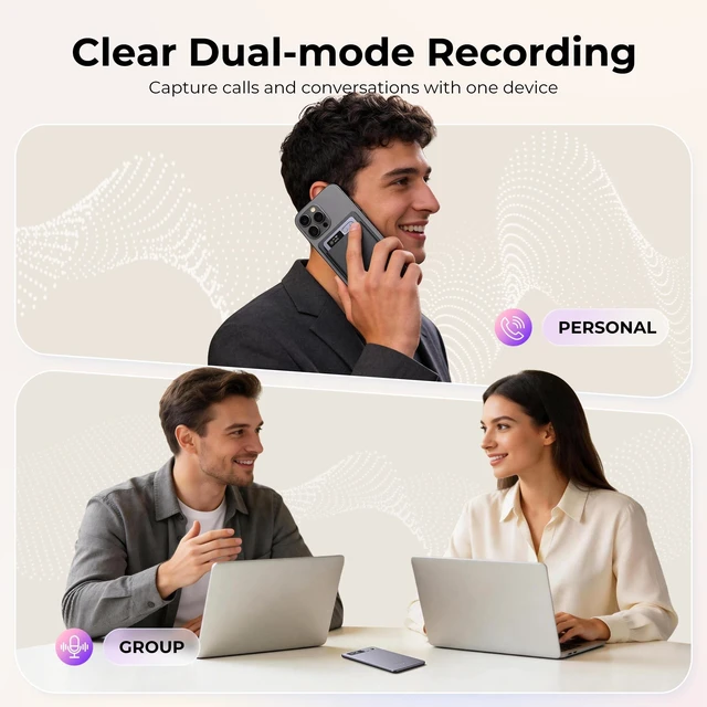 Alt view image 3 of 7 - AI Voice Recorder (2026 Upgraded), Magnetic Mini Digital Audio Recorder & Player, AI Transcription & Summaries, 118 Languages, APP Control, 64GB Storage for Lectures, Meetings, Calls(Slate Purple)