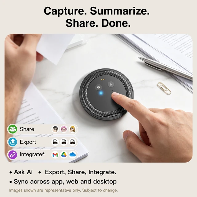 Alt view image 5 of 7 - AI Voice Recorder with Transcribe & Summarize for Meetings, Study & Work | AI Note Taker for Productivity, 100+ Languages, 360° Magnetic Phone Stand, Edit Speakers, 1TB Cloud Multi-Device Sync