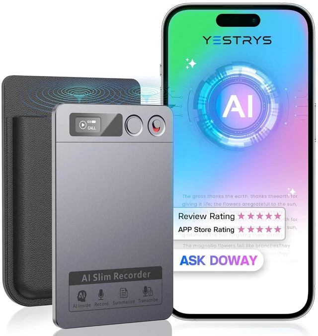Main image of AI Voice Recorder, Note Voice Recorder - Transcribe & Summarize, AI Noise Cancellation Technology, Supports 152 Languages, 64GB APP Control Audio Recorder for Lectures, Meetings, Calls