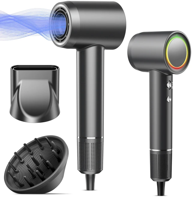 Main image of Fast Drying Hair Dryer, No Heat Damage, High Speed Ionic Blow Dryer | 500 Million Negative Ions & Heat-Control & Low Noise Hairdryer with Magnetic Diffuser Nozzle for Smooth, Frizz-Free Hair