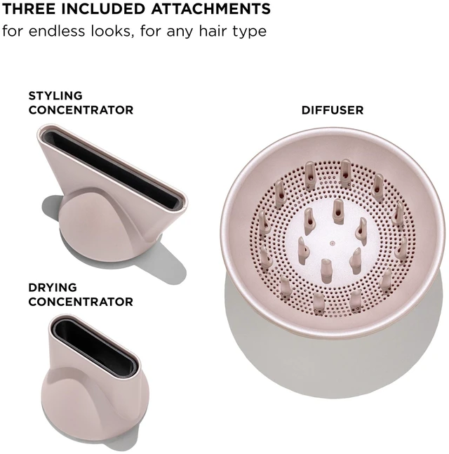 Alt view image 2 of 7 - T3 LuxeDry Ionic Hair Dryer Set, Blow Dryer with Diffuser for Curly, Wavy & All Hair Types, Drying & Styling Concentrators, 3 Heat & 2 Speed Settings, Cool Shot, Frizz-Free Shine