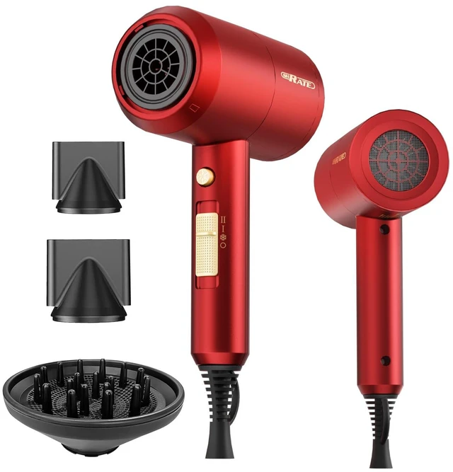 Main image of SHRATE Professional Ionic Hair Dryer with Diffuser & Nozzle | Low Noise | Compact Blow Dryer for Curly, Frizzy & All Hair Types | Gentle for Sensitive Hair | Design for Home, Travel, Women & Men