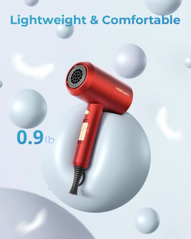 Alt view image 3 of 7 - SHRATE Professional Ionic Hair Dryer with Diffuser & Nozzle | Low Noise | Compact Blow Dryer for Curly, Frizzy & All Hair Types | Gentle for Sensitive Hair | Design for Home, Travel, Women & Men
