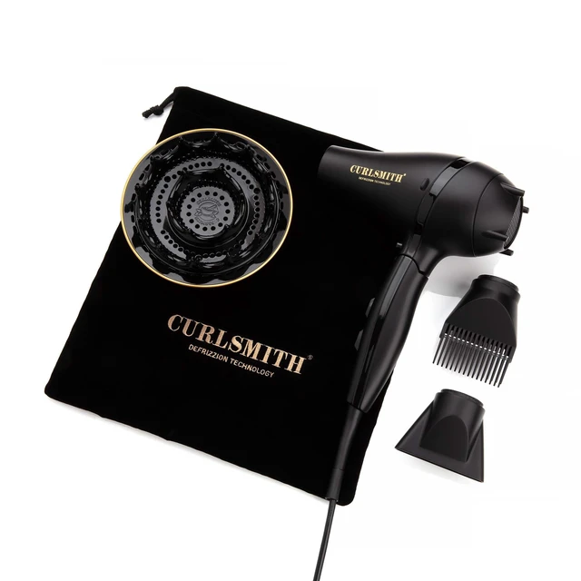 Alt view image 2 of 6 - Curlsmith Defrizzion Travel Hair Dryer for Curly Hair | Foldable Compact Dryer, Large Diffuser, Reduces Frizz, 3 Heat & 2 Speed Settings, Infared, Ceramic Heat for Fast Drying