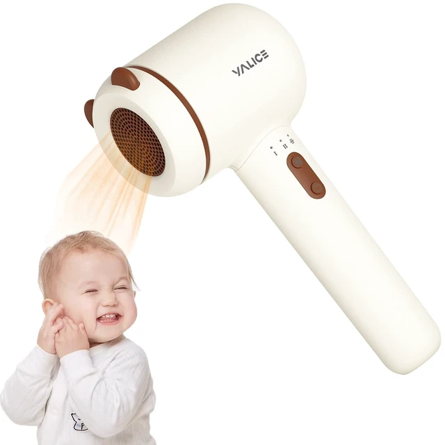 Main image of YALICE Cordless Hair Dryer for Baby and Kids, Portable Travel Blow Dryer with Gentle Airflow & Low Heat Ionic Care for Infant, 3 Speed Settings, Mini Rechargeable Hair Dryer with Charging Base, Khaki