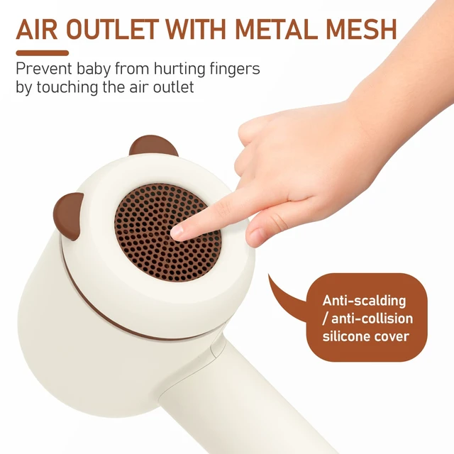 Alt view image 3 of 4 - YALICE Cordless Hair Dryer for Baby and Kids, Portable Travel Blow Dryer with Gentle Airflow & Low Heat Ionic Care for Infant, 3 Speed Settings, Mini Rechargeable Hair Dryer with Charging Base, Khaki