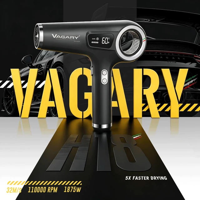 Alt view image 2 of 7 - VAGARY High Speed Ionic Hair Dryer with Diffuser, 110000 RPM Brushless Motor Blow Dryer, 500 Million Negative Ions Fast Drying for Women, Low Noise Dryer for Smooth Frizz-Free HairBlack