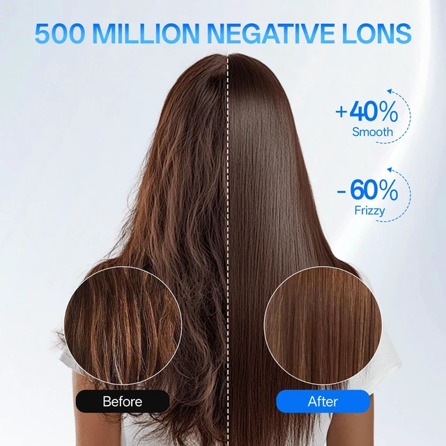Alt view image 5 of 7 - VAGARY High Speed Ionic Hair Dryer with Diffuser, 110000 RPM Brushless Motor Blow Dryer, 500 Million Negative Ions Fast Drying for Women, Low Noise Dryer for Smooth Frizz-Free HairBlack