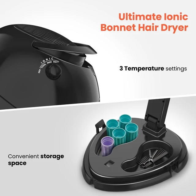 Alt view image 4 of 7 - TASALON Portable Height Adjustable Hooded Hair Dryer, Black | 1875W power with 3 heating settings, ideal for salon and home hair styling