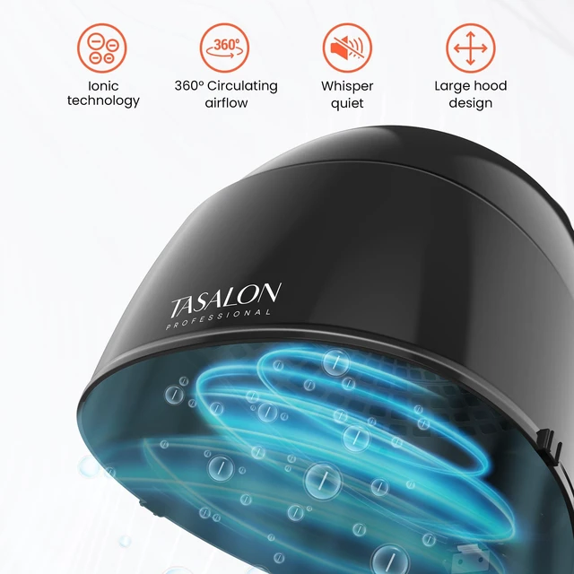 Alt view image 6 of 7 - TASALON Portable Height Adjustable Hooded Hair Dryer, Black | 1875W power with 3 heating settings, ideal for salon and home hair styling