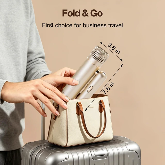 Alt view image 2 of 7 - REITOW Travel Foldable Dual-Voltage Plasma High-Speed Hair Dryer in Gold | 100-240V|International Travel|Diffuser, European Adaptor & Storage Bag Included|Compact|Lightweight|Cool Shot|All Hair Types