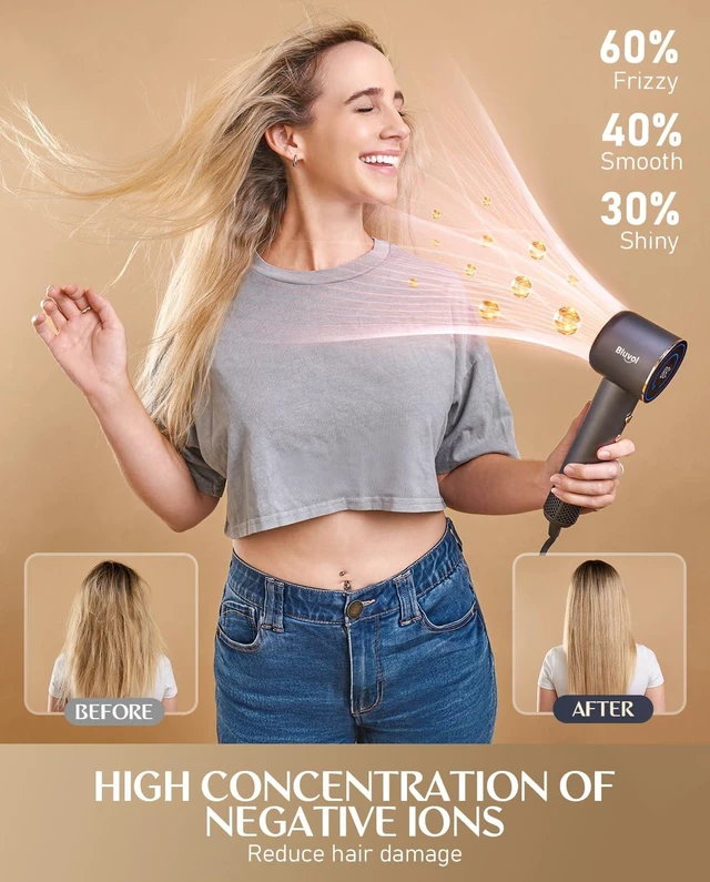 Alt view image 2 of 7 - Bluvol SonicDry H10 Apex Travel Hair Dryer, 0.74lb, 56dB Low Noise | High-Speed Professional Blow Dryer with 10,000 RPM, Ionic AquaGlow & LightFlow Technology for Travel, Home, and Salon