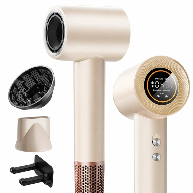 Main image of Hair Dryer, 1600W High Speed Ionic Blow Dryer with 500 Million Negative Ions, 160000 RPM Brushless Motor for Fast Drying, 59dB Low Noise & 65M/S Hair Dryers for Home Travel - Pink