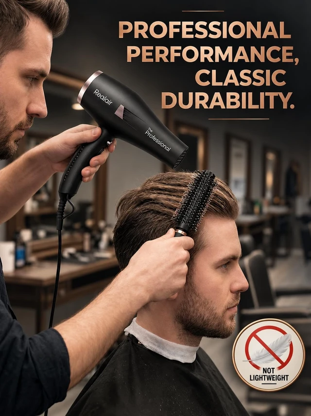 Alt view image 2 of 7 - Realair Professional Salon Hair Dryer with Diffuser, 1875W AC Motor | Deliver 5X fast drying, Powerful Hair Blow Dryer for Women and Men, Fast & Easy Styling