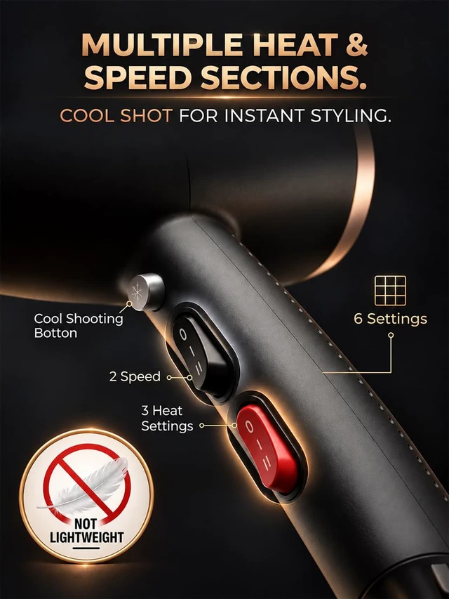Alt view image 5 of 7 - Realair Professional Salon Hair Dryer with Diffuser, 1875W AC Motor | Deliver 5X fast drying, Powerful Hair Blow Dryer for Women and Men, Fast & Easy Styling