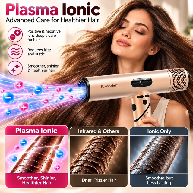 Alt view image 2 of 7 - Dual Voltage Ionic Travel Hair dryer with Diffuser, Magnetic Attachments | 1600W Fast Drying, 0.7lb Lightweight Foldable Design, LED Display, Diffuser, Worldwide 100-240V, Auto Clean, Facial Care