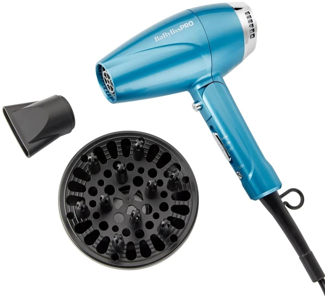 Main image of BaBylissPRO Compact Folding Ionic Dryer, Hair Dryer, Dual Voltage | Blow dryer folds flat for travel with Nano Titanium technology and an ion generator for smooth, shiny, frizz-free results