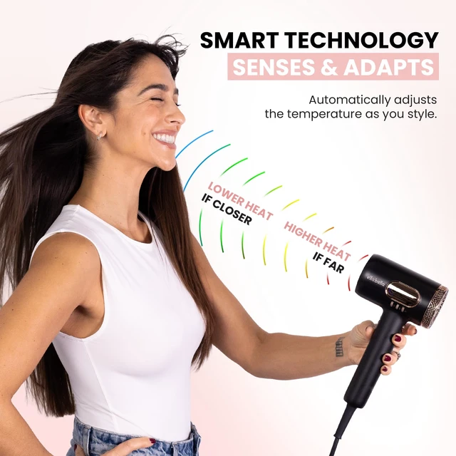 Alt view image 3 of 7 - ELLA BELLA® Professional Smart Plasma Hair Dryer with Diffuser, Quiet | Advanced Plasma Technology Blow Dryer. Intelligent Heat Control & Wind Speeds. Suitable for All Hair Types