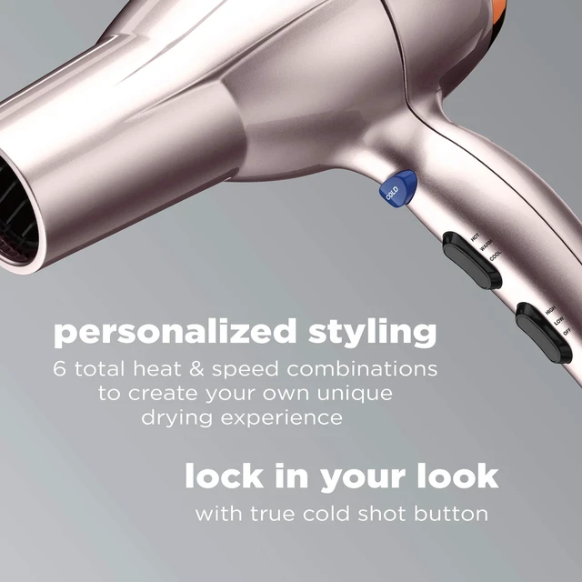 Alt view image 5 of 7 - INFINITIPRO BY CONAIR Hair Dryer with Diffuser | Volume and Shine Pro AC Motor Blow Dryer | Includes Diffuser and Concentrator | Rose Gold