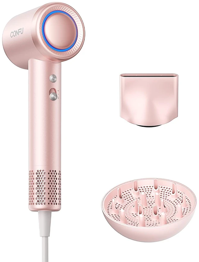 Main image of Hair Dryer with Diffuser, CONFU 110000 RPM High Speed Ionic Low Noise Fast Drying Blow Dryer for Men Women, Professional Hairdryer with Magnetic Diffuser for Curly Hair for Home Travel Salon