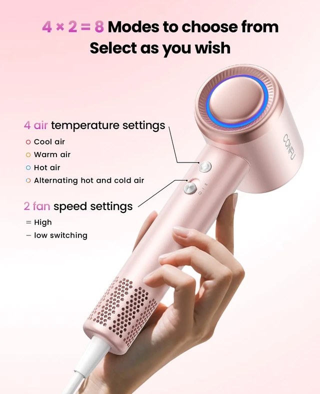 Alt view image 6 of 7 - Hair Dryer with Diffuser, CONFU 110000 RPM High Speed Ionic Low Noise Fast Drying Blow Dryer for Men Women, Professional Hairdryer with Magnetic Diffuser for Curly Hair for Home Travel Salon