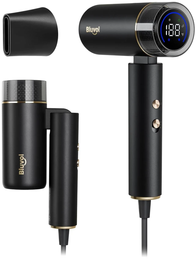 Main image of Bluvol T10 Apex Foldable Travel Hair Dryer, Mini Blow Dryer for Home & Gym | Lightweight & Compact High-Speed Hair Dryer with 200 Million AquaGlow Negative Ions, Kid-Safe Gentle Mode & Concentrator