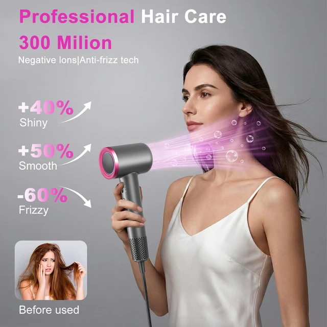 Alt view image 3 of 7 - Kemsky Ionic Hair Dryer Fast Drying, 300M Ionic, 110, 000 RPM High-Speed | 2 Speed & 4 Modles, lightweight, Professional blow dryer with Magnetic Nozzle Attachments for Women/men/Travel/Home/Salon