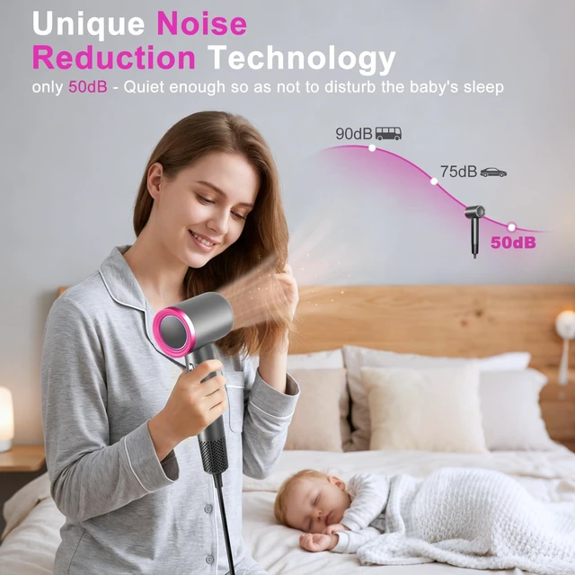 Alt view image 4 of 7 - Kemsky Ionic Hair Dryer Fast Drying, 300M Ionic, 110, 000 RPM High-Speed | 2 Speed & 4 Modles, lightweight, Professional blow dryer with Magnetic Nozzle Attachments for Women/men/Travel/Home/Salon