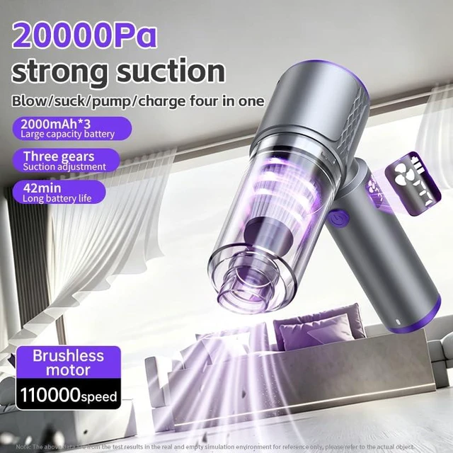 Alt view image 2 of 7 - PEBSUN Handheld Vacuum Cleaner, 20000Pa Cordless 4-in-1 Mini Car Vacuum | 110,000 RPM Brushless Motor, LED Light, Type-C Charging, Portable Design for Car Interiors, Office Desks & Keyboards