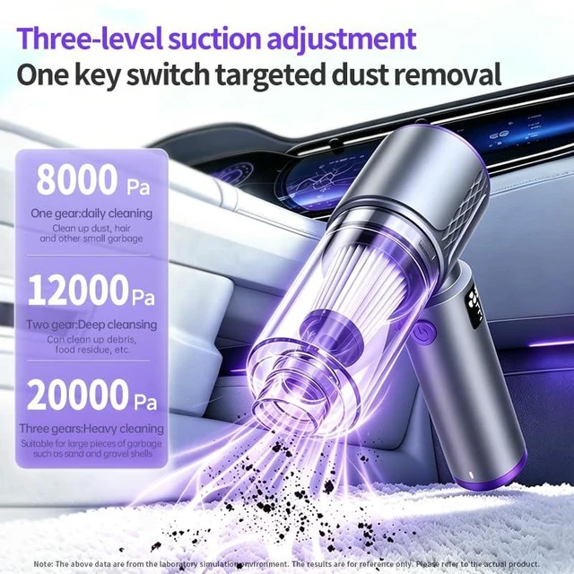 Alt view image 3 of 7 - PEBSUN Handheld Vacuum Cleaner, 20000Pa Cordless 4-in-1 Mini Car Vacuum | 110,000 RPM Brushless Motor, LED Light, Type-C Charging, Portable Design for Car Interiors, Office Desks & Keyboards