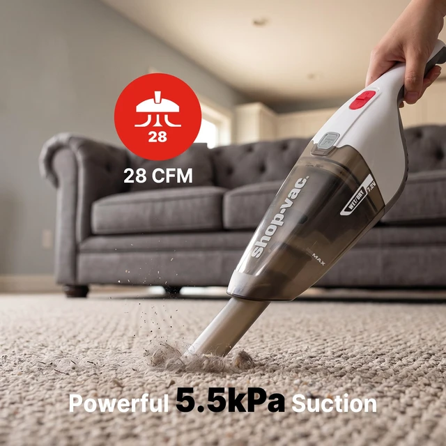 Alt view image 4 of 7 - Shop-Vac Wet/Dry Handheld Vacuum Cordless, Wall-Mounted Hand Vac, White | Powerful Portable Car Vacuum Rechargeable with Crevice Tool, Lightweight Hand Vacuum for Home & Car, Washable Filter