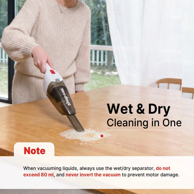 Alt view image 3 of 7 - Shop-Vac Wet/Dry Handheld Vacuum Cordless, Wall-Mounted Hand Vac, White | Powerful Portable Car Vacuum Rechargeable with Crevice Tool, Lightweight Hand Vacuum for Home & Car, Washable Filter
