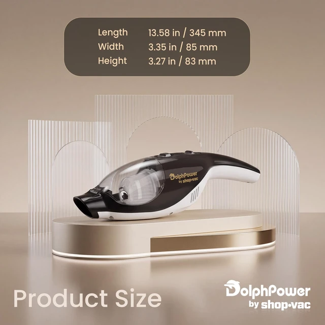 Alt view image 2 of 7 - Shop-Vac DolphPower Handheld Vacuum, 4500 Pa Cordless Mini Vacuum, Black | Cute Dolphin-Shaped Vacuum Rechargeable with Multiple Nozzles, Portable Vacuum for Home & Car, Lightweight & Compact