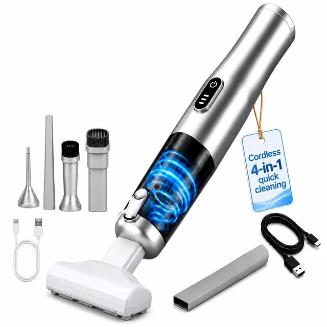 Main image of GELEAN Car Vacuum Portable Cordless Handheld Vacuum Cleaner, 4-in-1 Mini Vacuum with 18,000Pa Suction, 6,000mAh Battery, Brushless Motor, 3 Suction Modes, USB-C, for Car, Home & Office