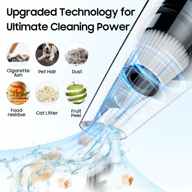 Alt view image 3 of 7 - Handheld Vacuum for Pet Hair, Powerful Suction Hand Vacuum, Crevice Tool | Portable Hand Vac, Multiple Attachments/Reusable Filter, Lightweight & Low-Noise, Easy to Clean Dust/Hairs in Car Home