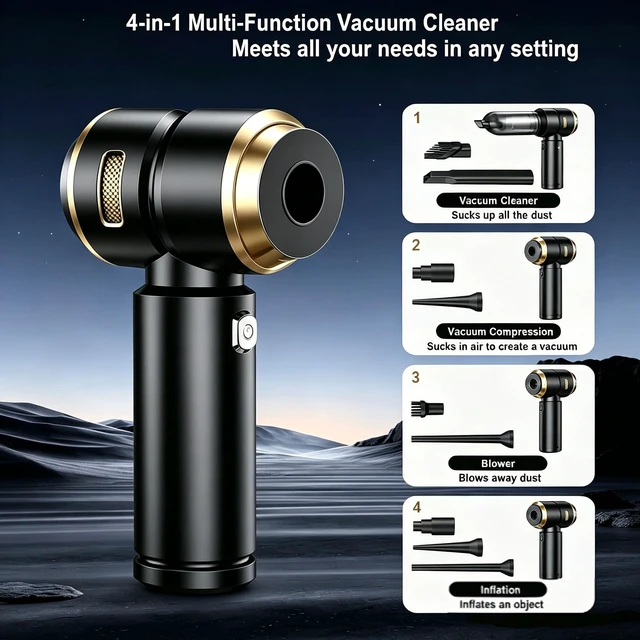 Alt view image 3 of 7 - Mini Vacuum/Air Duster Cleaner, 22000Pa Handheld Cordless Car Vacuum | 4-in-1 Portable Vacuum Cleaner for Home Car Pet Hair , Rechargeable, Portable, 10 Multi-Nozzles, 3 Washable Filters & 1 Case