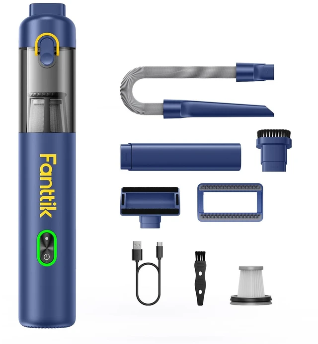 Main image of Fanttik V8 Mate Upgraded Cordless Car Vacuum, Portable Mini Vacuum with 13000pa Suction Power, 2 Suction Modes, Type-C Charge, Handheld Vacuum for Car, Small Tasks, Keyboards, Office Desk (Blue)