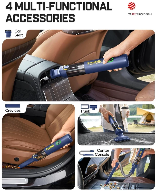 Alt view image 2 of 7 - Fanttik V8 Mate Upgraded Cordless Car Vacuum, Portable Mini Vacuum with 13000pa Suction Power, 2 Suction Modes, Type-C Charge, Handheld Vacuum for Car, Small Tasks, Keyboards, Office Desk (Blue)