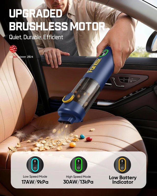 Alt view image 5 of 7 - Fanttik V8 Mate Upgraded Cordless Car Vacuum, Portable Mini Vacuum with 13000pa Suction Power, 2 Suction Modes, Type-C Charge, Handheld Vacuum for Car, Small Tasks, Keyboards, Office Desk (Blue)