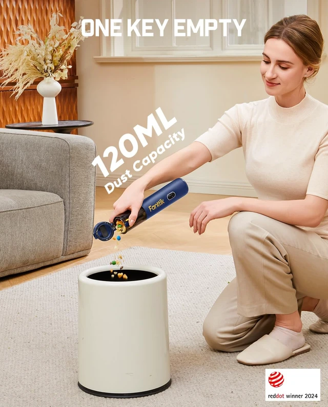 Alt view image 6 of 7 - Fanttik V8 Mate Upgraded Cordless Car Vacuum, Portable Mini Vacuum with 13000pa Suction Power, 2 Suction Modes, Type-C Charge, Handheld Vacuum for Car, Small Tasks, Keyboards, Office Desk (Blue)