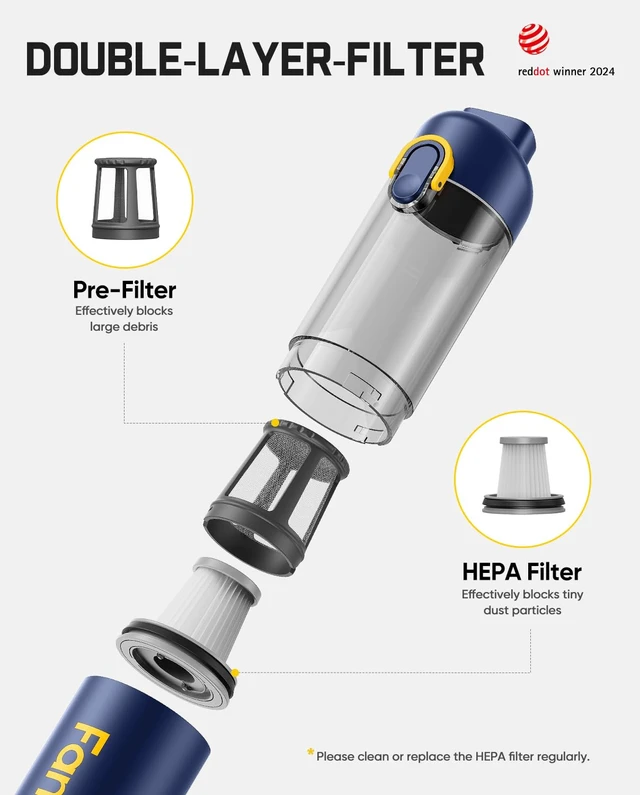 Alt view image 7 of 7 - Fanttik V8 Mate Upgraded Cordless Car Vacuum, Portable Mini Vacuum with 13000pa Suction Power, 2 Suction Modes, Type-C Charge, Handheld Vacuum for Car, Small Tasks, Keyboards, Office Desk (Blue)